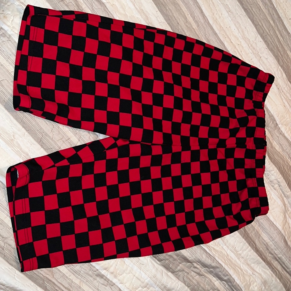 Red and black biker shorts